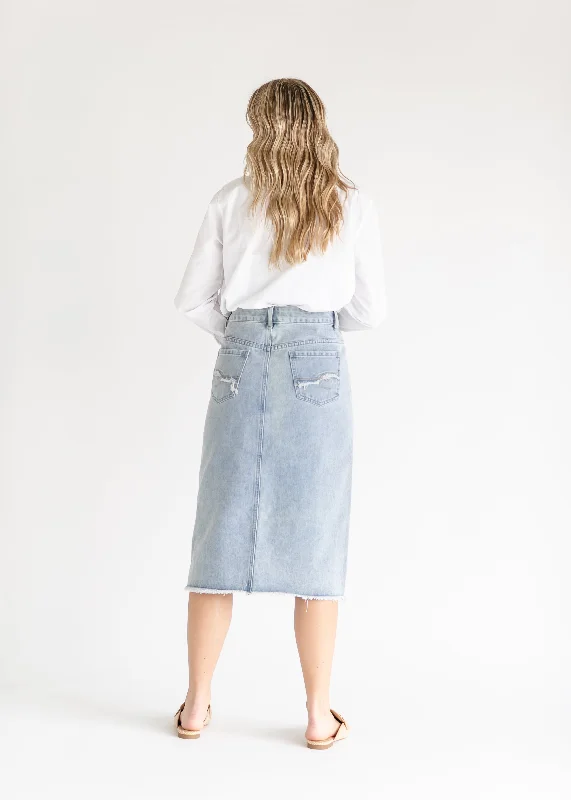 Everly Light Wash Midi Denim Skirt