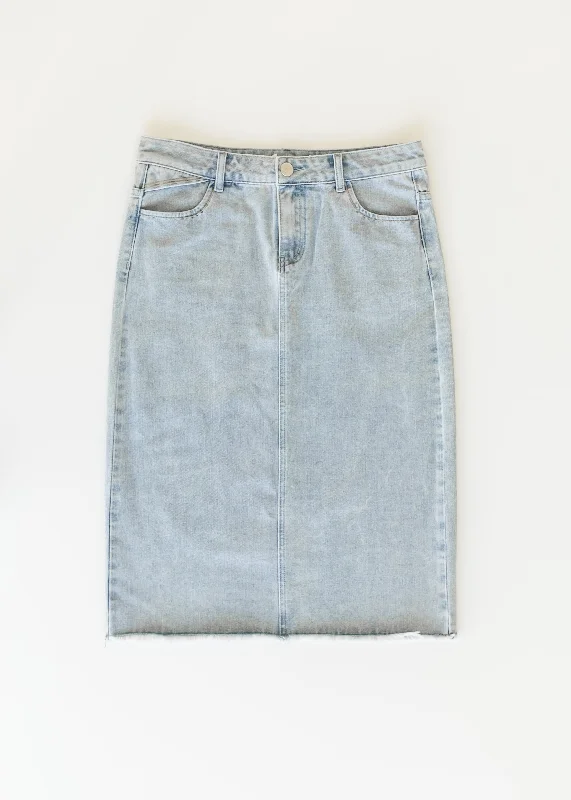 Everly Light Wash Midi Denim Skirt