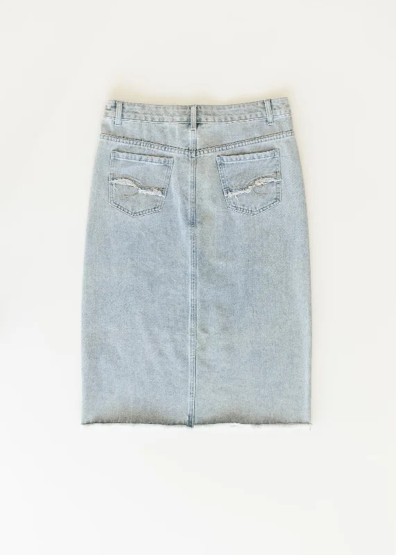 Everly Light Wash Midi Denim Skirt