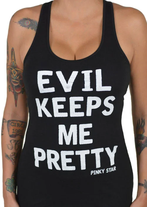 Evil Keeps Me Pretty Racerback Tank Top