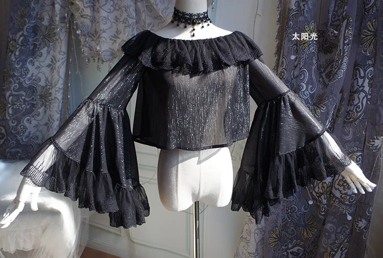 black / Free size / princess sleeve blouse