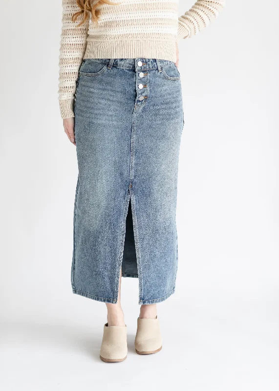 Four Button Denim Maxi Skirt - FINAL SALE