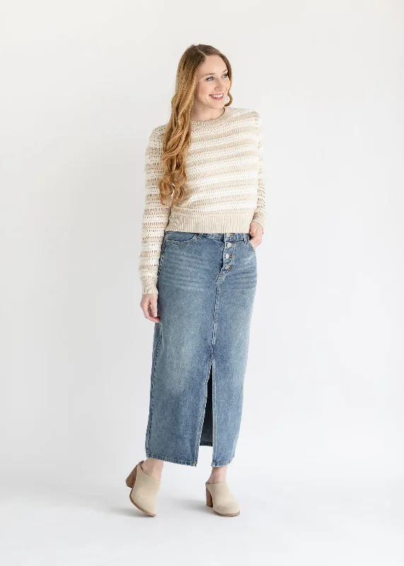 Four Button Denim Maxi Skirt - FINAL SALE