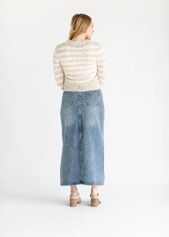 Four Button Denim Maxi Skirt - FINAL SALE