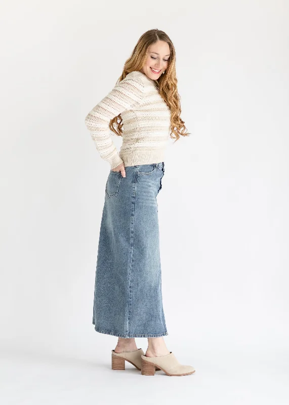 Four Button Denim Maxi Skirt - FINAL SALE