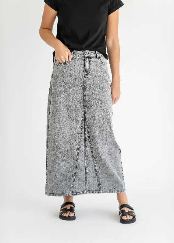 Genevieve A-line Denim Maxi Skirt