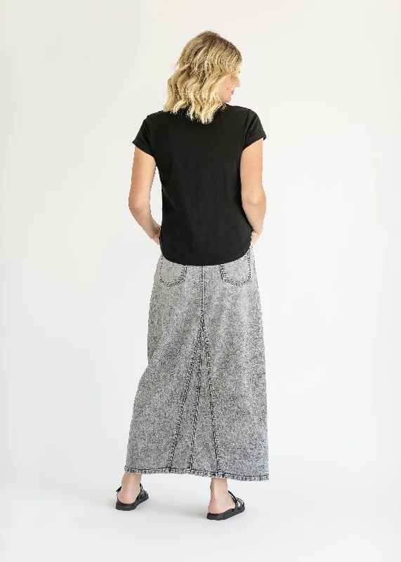 Genevieve A-line Denim Maxi Skirt