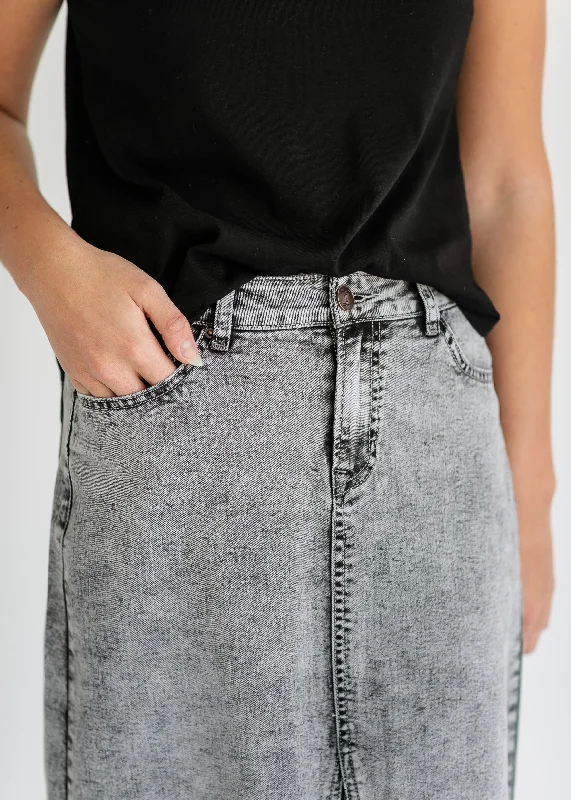 Genevieve A-line Denim Maxi Skirt