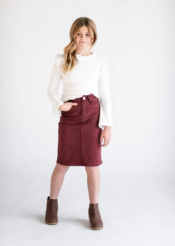 Girls Remi Burgundy Midi Skirt