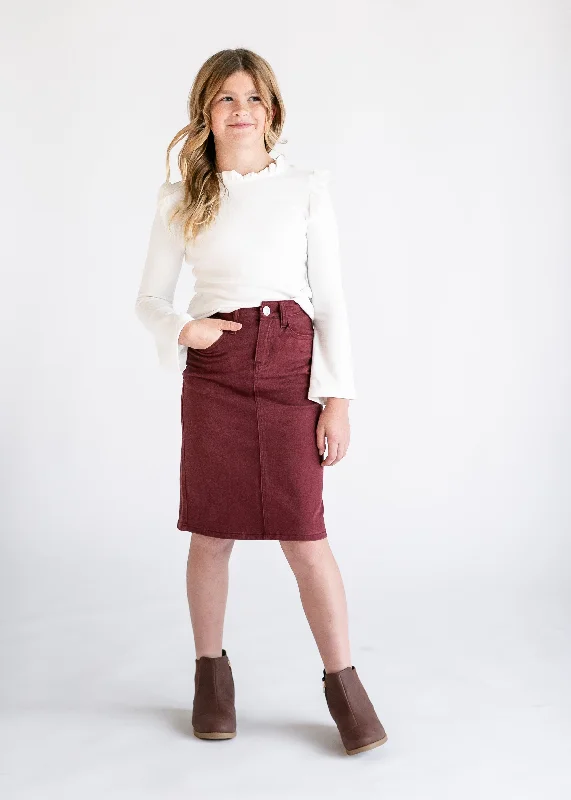 Girls Remi Burgundy Midi Skirt