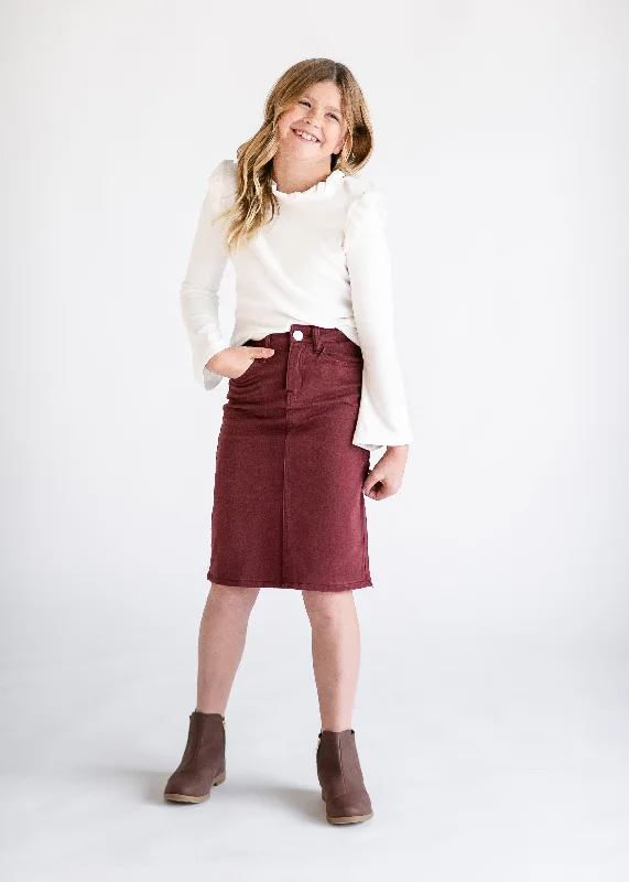 Girls Remi Burgundy Midi Skirt