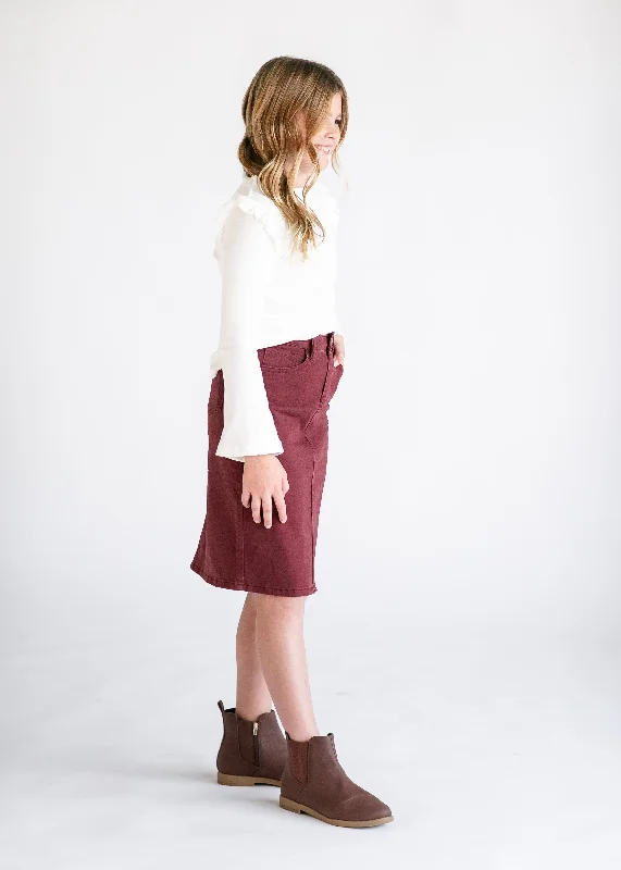 Girls Remi Burgundy Midi Skirt