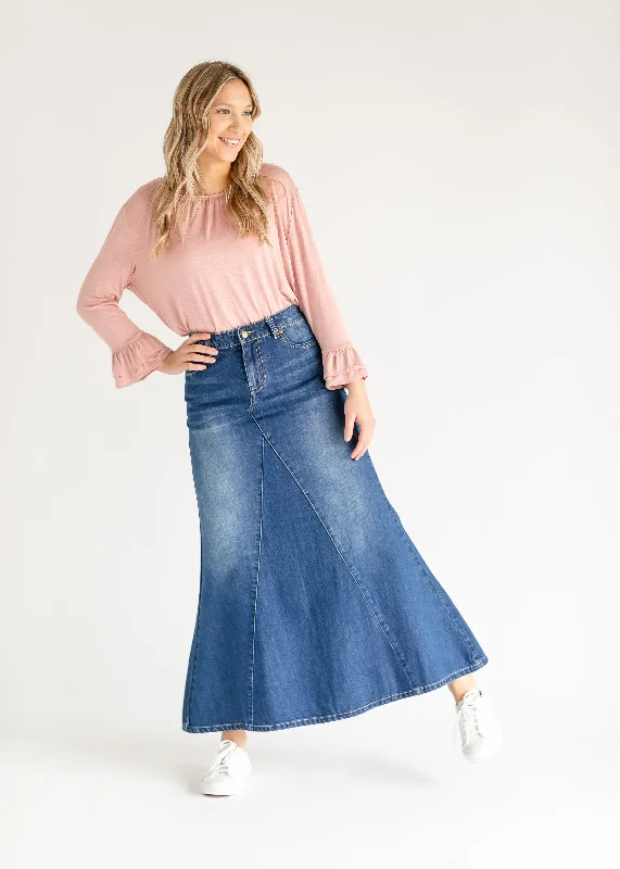 Jennifer A-Line Long Denim Skirt