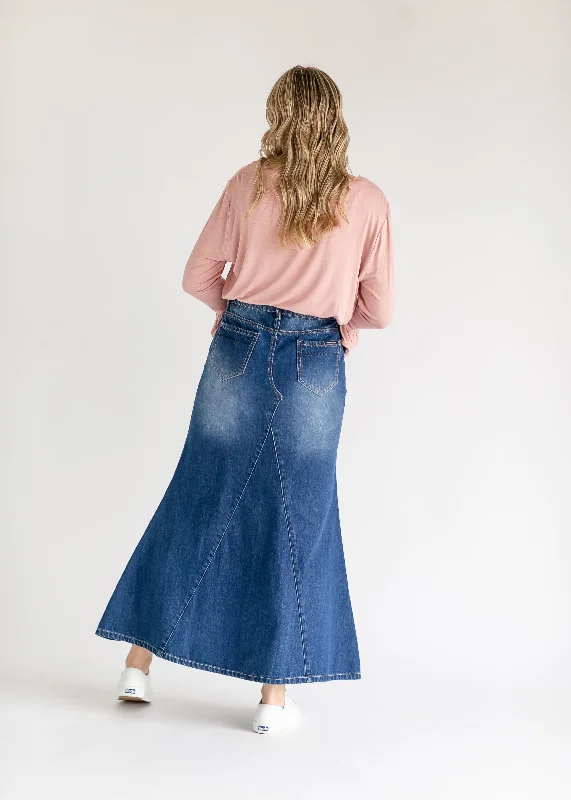 Jennifer A-Line Long Denim Skirt