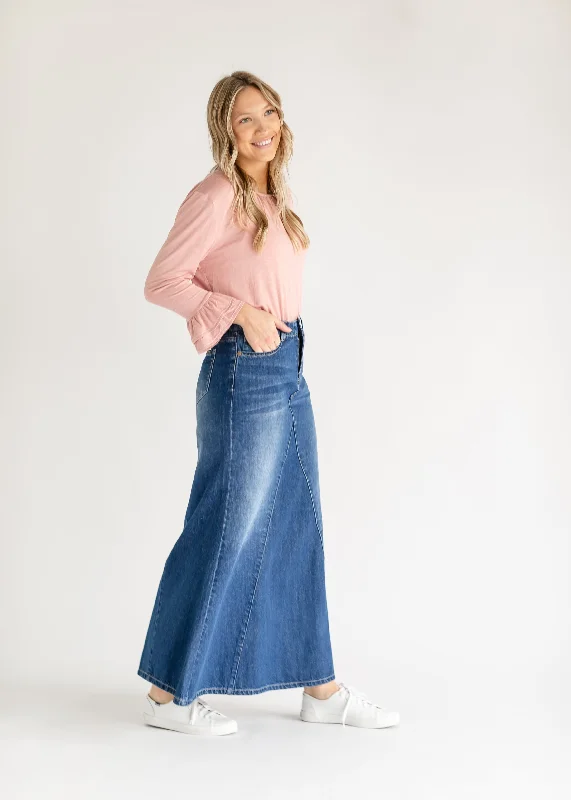 Jennifer A-Line Long Denim Skirt