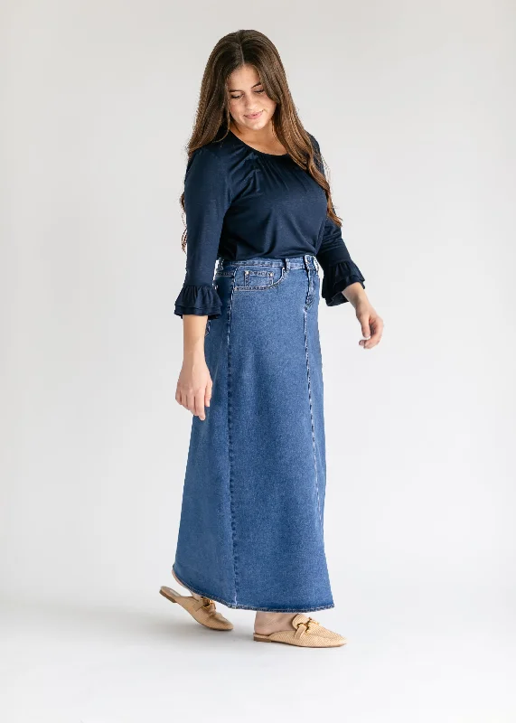 Joy A-Line Long Denim Skirt