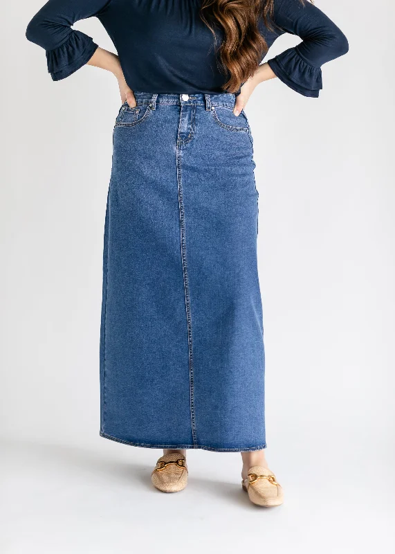 Joy A-Line Long Denim Skirt