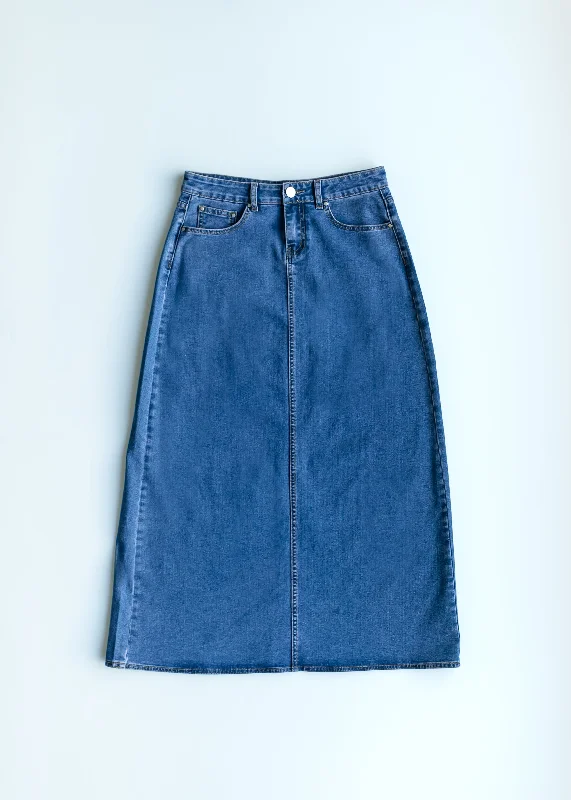 Joy A-Line Long Denim Skirt