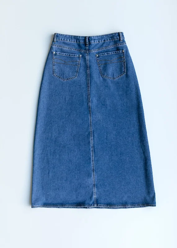 Joy A-Line Long Denim Skirt