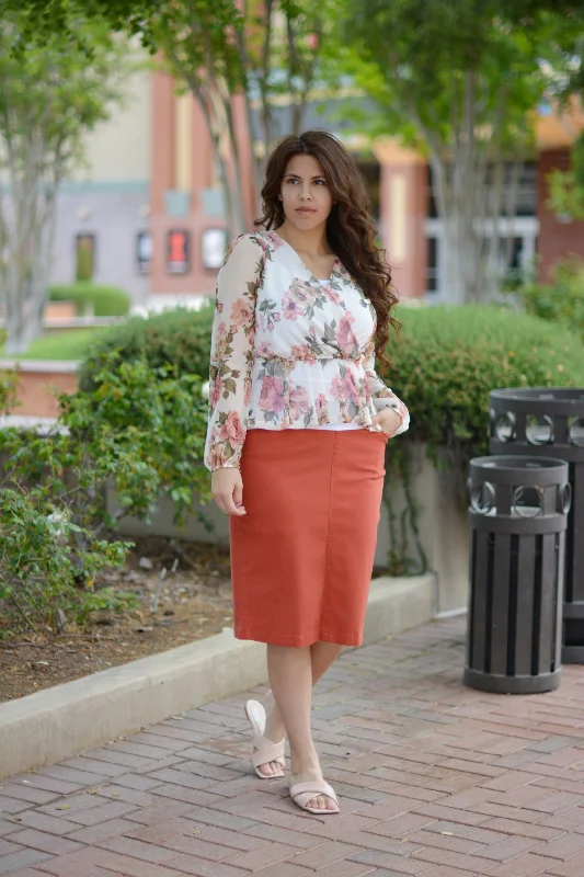 Justine Terra Cotta Denim Skirt