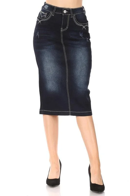 Kendra Denim Skirt in Dk. Indigo