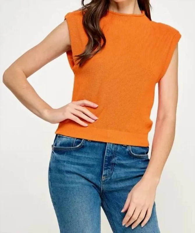 Muscle Knit Top In Orange