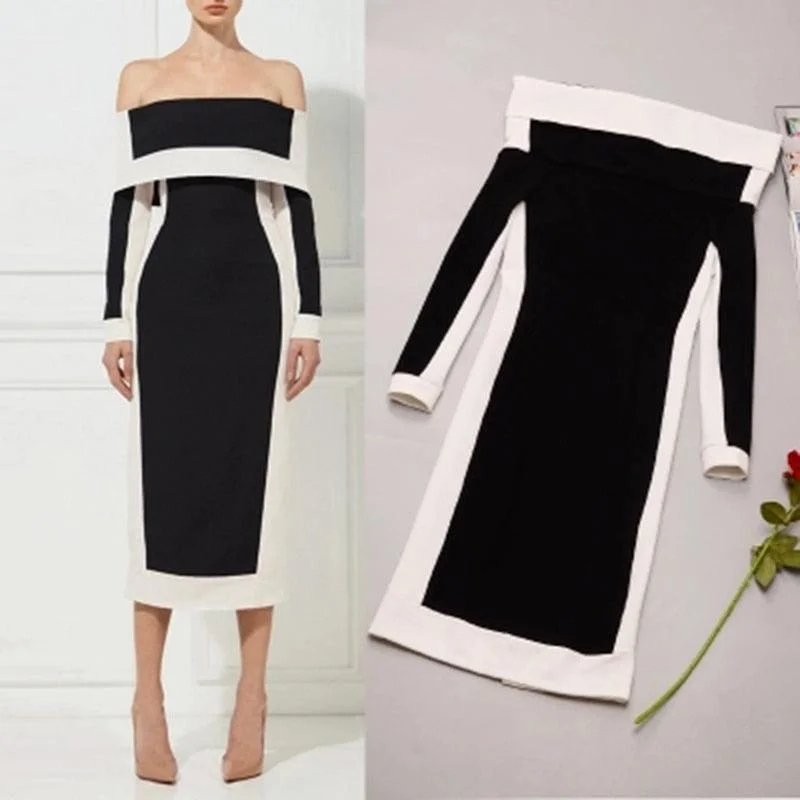 Off-Shoulder Slim Sheath Stretched Bodycon Dress