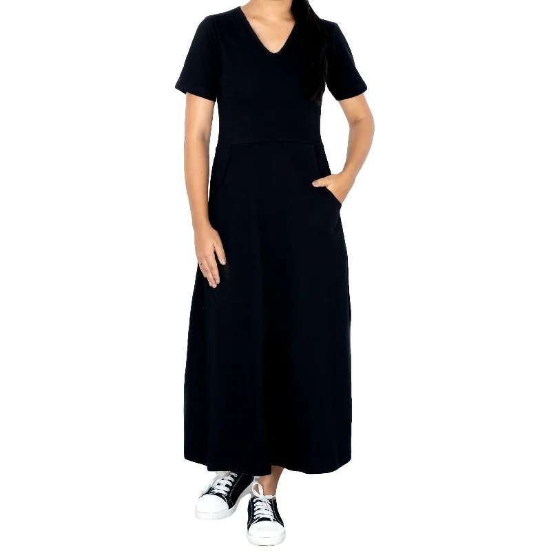 Onyx Long Midi Dress (With Waist Seam)