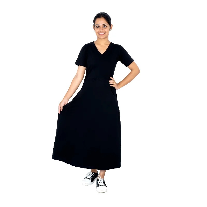 Onyx Long Midi Dress (With Waist Seam)