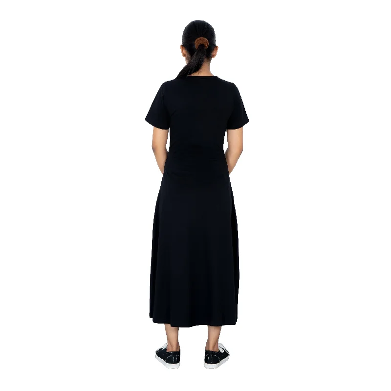 Onyx Long Midi Dress (With Waist Seam)