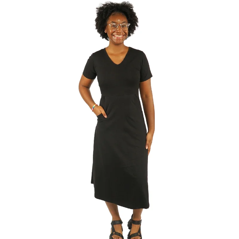 Onyx Long Midi Dress (With Waist Seam)