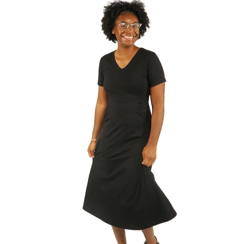 Onyx Long Midi Dress (With Waist Seam)