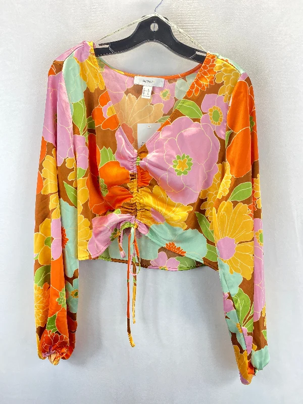 Orange & Pink Blouse Long Sleeve Forever 21, Size 1x