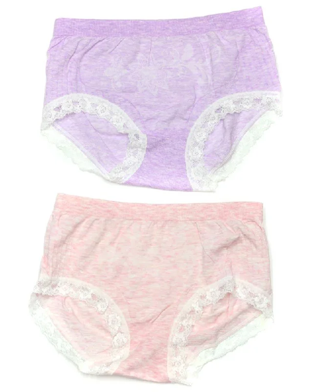 Pack of 2 Basic Soft Cotton Stretchable Lace Panty FP-657 - Mix Colors