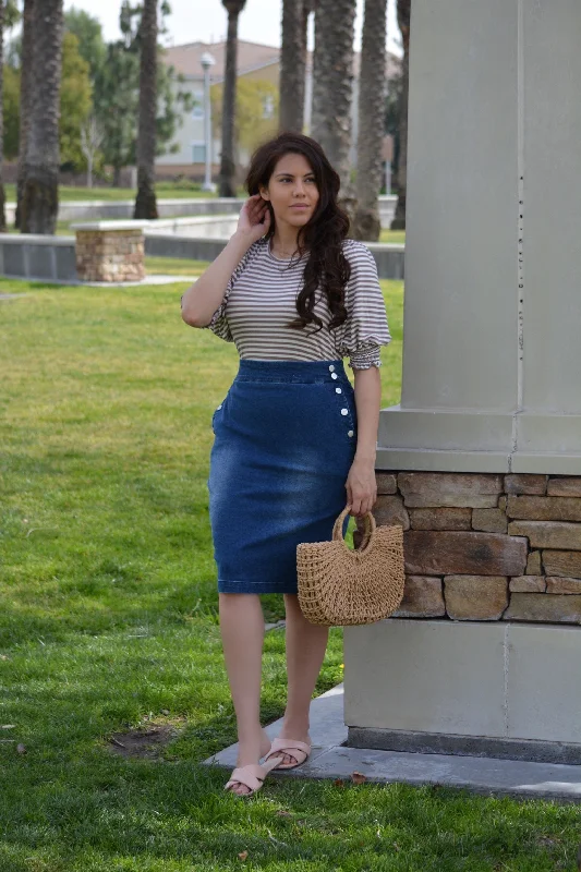 Petra Indigo Blue Denim Skirt (Skirt Society Exclusive)