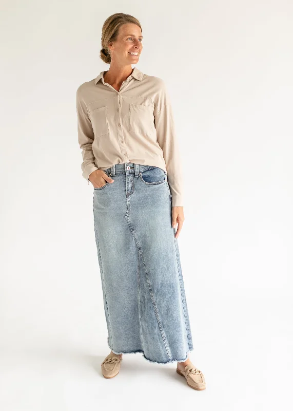 Piper A-line Long Denim Maxi Skirt - FINAL SALE