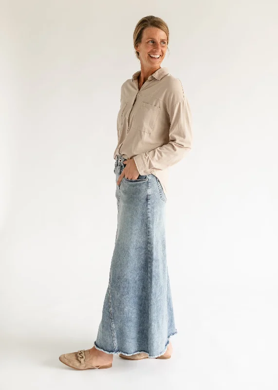 Piper A-line Long Denim Maxi Skirt - FINAL SALE