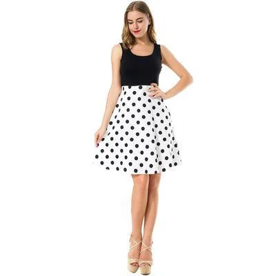 Printing Dot Women Slim Ball Gown Dress