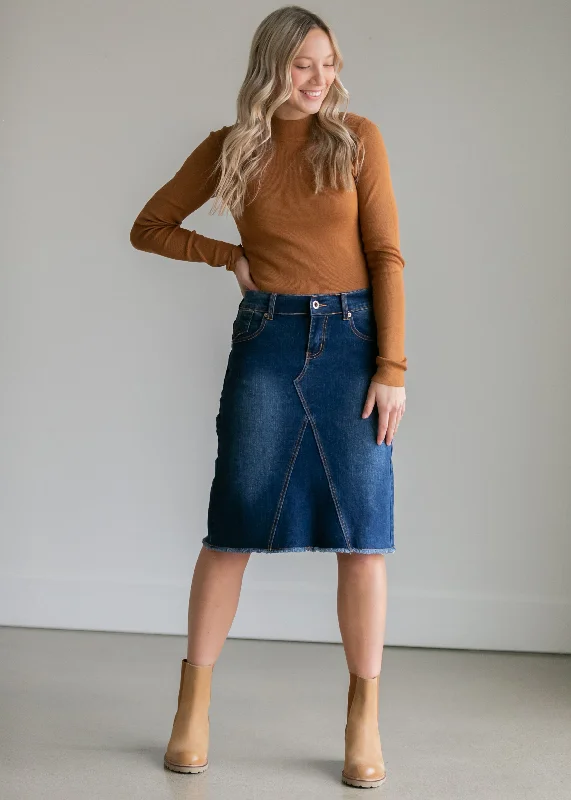 Riley Frayed Hem Denim Midi Skirt - FINAL SALE