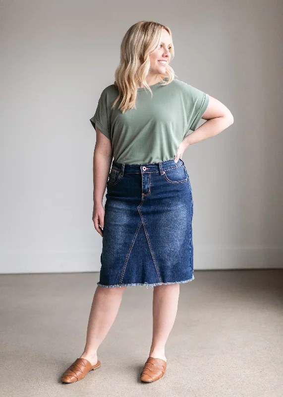 Riley Frayed Hem Denim Midi Skirt - FINAL SALE