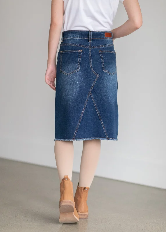 Riley Frayed Hem Denim Midi Skirt - FINAL SALE