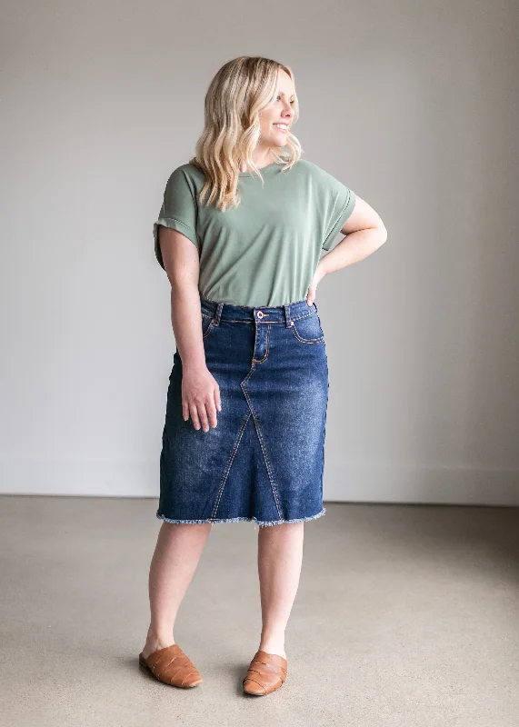 Riley Frayed Hem Denim Midi Skirt - FINAL SALE