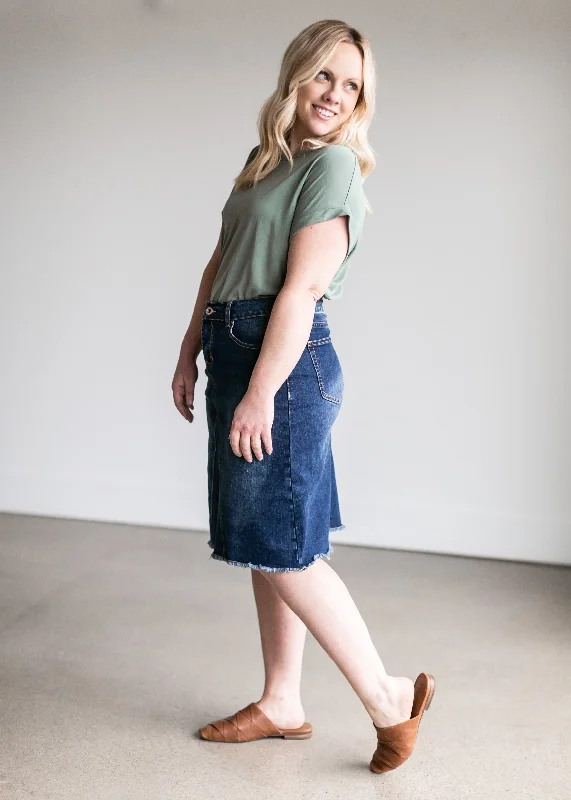 Riley Frayed Hem Denim Midi Skirt - FINAL SALE