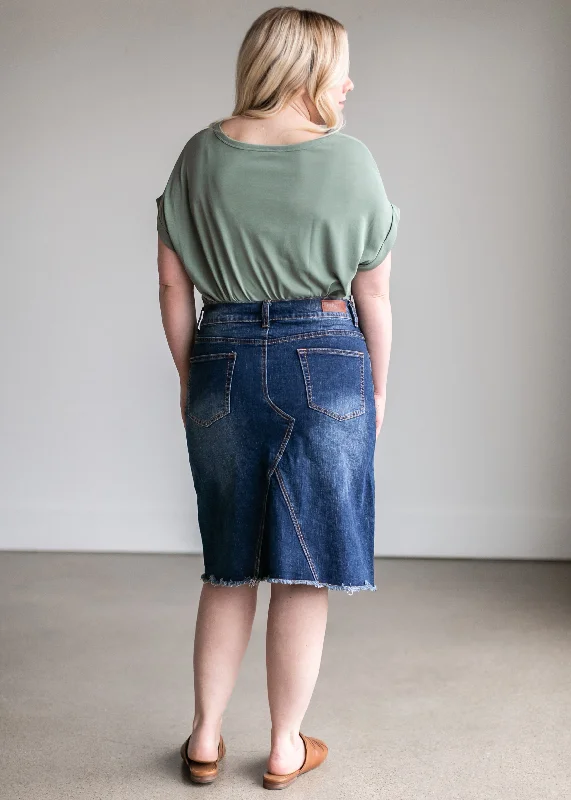 Riley Frayed Hem Denim Midi Skirt - FINAL SALE