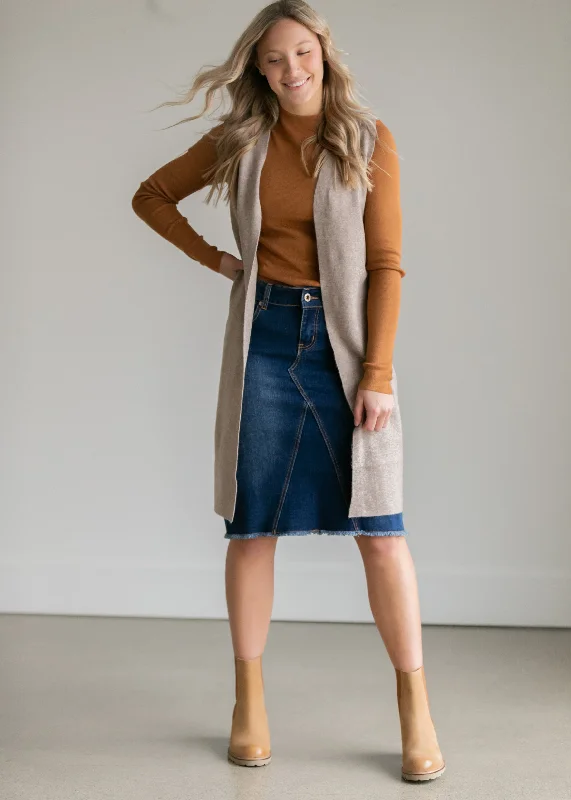 Riley Frayed Hem Denim Midi Skirt - FINAL SALE