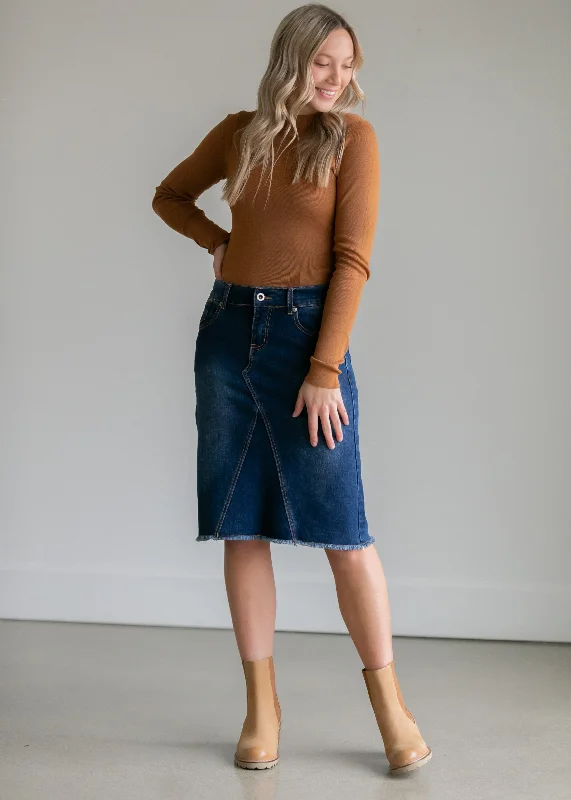 Riley Frayed Hem Denim Midi Skirt - FINAL SALE