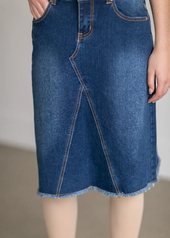 Riley Frayed Hem Denim Midi Skirt - FINAL SALE