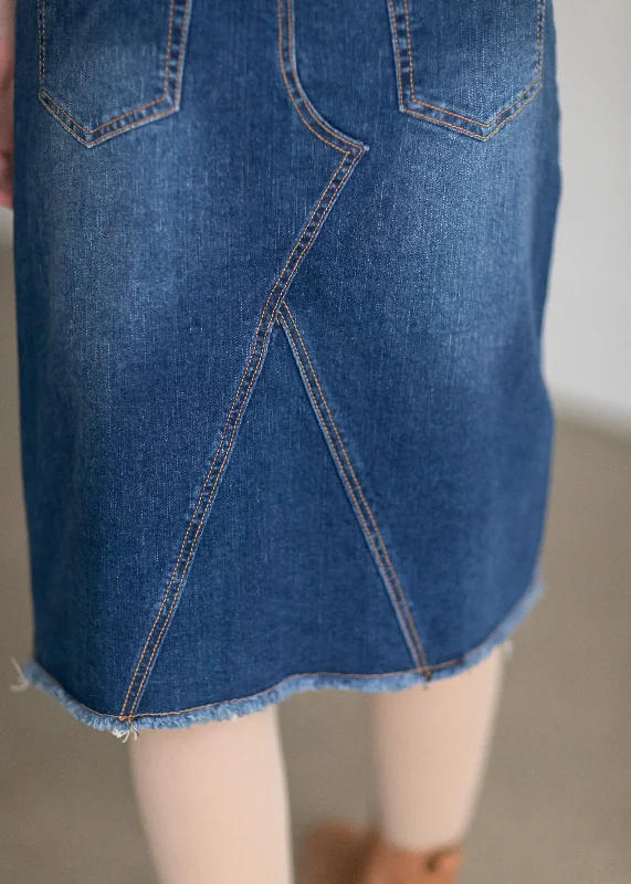 Riley Frayed Hem Denim Midi Skirt - FINAL SALE