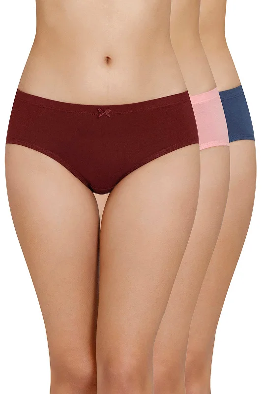 Inner Elastic Solid Mid Rise Hipster Panty (Pack of 3)