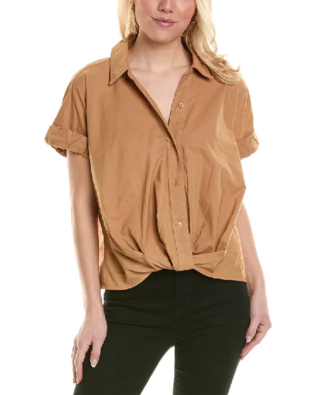 Stateside Poplin Front Twist Shirt